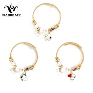 XiaoboACC Stainless Steel Lucky Beads Bracelets Women Fashion Students Cartoon Snoopy Charm Bangels