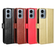 Suitable for Motorola G35/G45/G75 Phone Case Moto G55 Phone Leather Case Flip Card Crazy Horse Patte