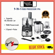 Russell Taylors PowerCrush 9-in-1 Food Processor 1.5L 750W FP6 (Blend, Knead, Slice, Grind)