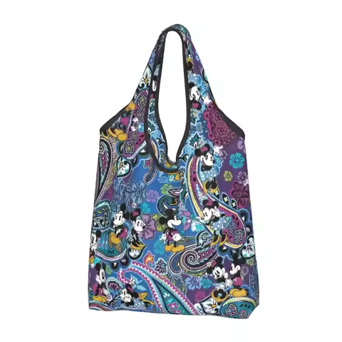 Custom Reusable Disney The Mickey Mouse And Donald Duck Shopping Bag Women Tote Bag Portable Groceri