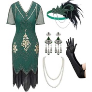 Yy Yy Women's Flapper Dresses 1920S Fringed Sequin Great Dress With Accessories -Roaring 20S Costum