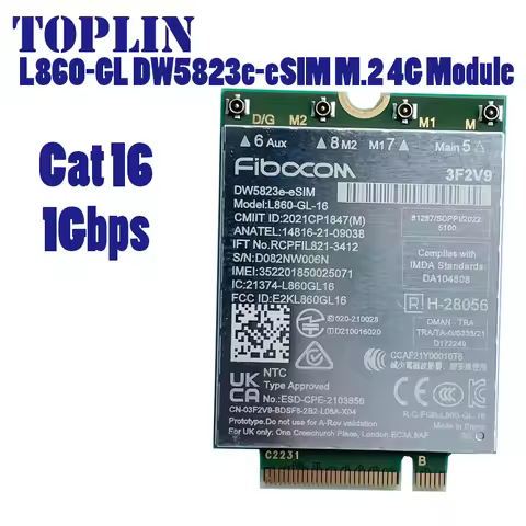 L860-GL-16 DW5823e-eSIM DW5823e LTE 4G CAT16 Intel(R ) XMM 7560R+ Module For 4G Modem NGFF M.2 For D