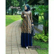 Gamis Meisya Batik Parang Rempel Kombinasi / gamis dress kondangan model terbaru / gamis bahan katun rayon preimum