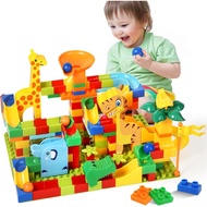 MOONTOY Dinosaur Marble Run 200PC Building Blocks - STEM Educational Toys for Kids Ages 3 4 5 6 7 8,