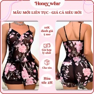 [HỎA TỐC - CHE TÊN] Bộ Đồ Ngủ Voan Hoa Nhí Màu Hồng Đáng Yêu  Honey Wear Set Bộ Mặc Nhà Thoải Mái B3
