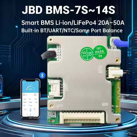 JBD BMS Smart Battery Management System Built-in BT 7S~14S 10S 36V 13S 48V 8S 9S 12S 14S 20A~50A 186