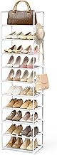 WEXCISE Metal Shoe Rack Organizer 10 Tiers Tall Shoe Rack Narrow 20-24 Pairs Narrow Shoe Racks for Closets Entryway Vertical Shoe and Boots Organizer Storage Sturdy White Shoe Shelf Shoe Cabinet