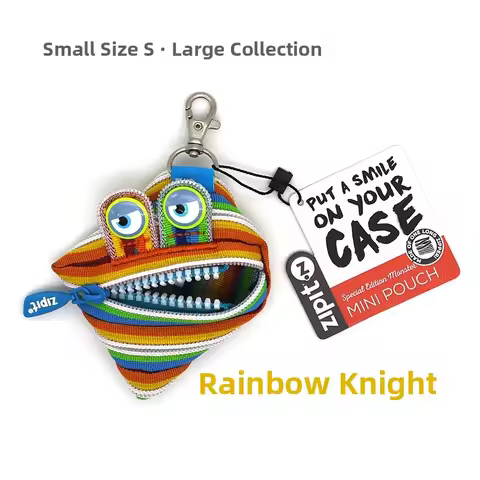 Zipit Rainbow Keychain Bag Creative Gift Zipper Coin Purse Simple Modern Style Cartoon Element Festi