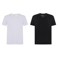 Aimer Mens Hello Series Autumn Winter Modal Solid Color Base Layer V Neck Short Sleeve T Shirt 2 Pac