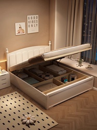 AQWX Bedroom, Princess bed Storage Master Wood White Solid Girl American Bed, Double 1.5x1.9 Meters,