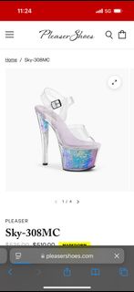 Second hand Pleaser size 36 8inches pole dance shoes Holographic mermaid scales  二手 幻彩珠片 美人魚 8吋鋼管舞鞋 