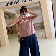 เสื้อยืดแขนสั้นผู้หญิง American Washed Tie Dye ไซส์ใหญ่ เสื้อผ้าทำงานฤดูร้อน คอตตอน โพลีเอสเตอร์ ทรง