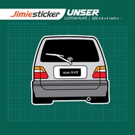 Sticker Kereta Toyota Unser, Sticker Belakang Toyota Unser , Custom Warna dan Nombor Plate.