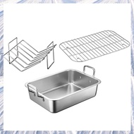 (NDPB) Stainless Steel Barbecue Baking Tray Grid Multifunction Removable Cooling Rack Tray Set Cake