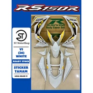 HONDA Rs-150r Rs150r V1V2 V3 (46) White COVER SET (Sticker Tanam Stripe Tanam) RAPIDO Coverset Body 