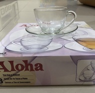 Satu set cangkir teh kaca kado isi 8pcs Aloha