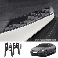 7 Pcs Car Interior Door Handle Bowl Cover Trim Carbon Fiber Style Fit For Kia EV6 Left-hand Drive Ve