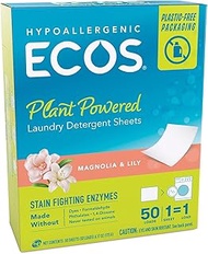 ECOS Hypoallergenic Laundry Detergent Sheets Magnolia & Lily 50 Loads