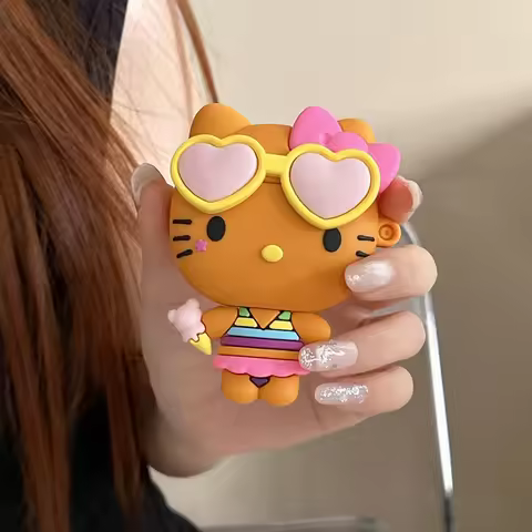 Cute Brown Sanrio Hello Kitty Earphone Case For Apple Airpods 4 Pro 2 Pro 3 Bluetooth Wireless Charg