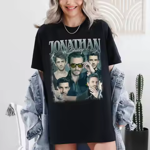 Jonathan Bailey Vintage Unisex T-Shirt Summer Men's and Women's Loose and Breathable T-shirt Top