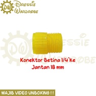 Konektor Pompa DC Nepel Neple Drat Jantan 18 mm ke Betina 1/4" Plastik