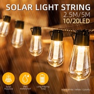 LED Solar Light IP65 Outdoor Garland Street Bulb String Lantern Christma Decoration Garden Lamp Indoor Holiday Lighting Camping