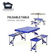 🔥PROMOTION🔥Aluminium Foldable Picnic Table Outdoor with 4 Chairs Meja Lipat/Adjustable Height Beach 