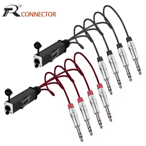 RJ45 to 4 Channel 1/4 Inch TRS Stereo 6.35mm Plug Audio Cable Network Signal Extender Splitter for G