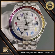 [TOP QUALITY] 
DATEJUST 126300 ICED OUT RAINBOW BEZEL ARABIC NUMBER 41MM MEN WATCH LUXURY AUTOMATIC 