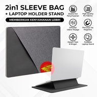 NEW 2in1 Laptop Stand Standing Holder Foldable Sleeve Bag Pouch Slim