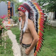 印地安酋長帽 飾品印第安頭飾羽毛飾品派對寫真道具走秀舞台表演化裝舞會各種節日哈雷重機cosplay印地安帽子 (L)