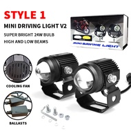 (2 Lampu+akelar)Lampu Led D2 Laser Kipas Premium Dc 12 Volt -80Volt  40 Watt Jauh 20 + Dekat 20 Puti