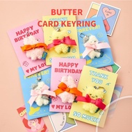 BUTTERSHOP Butter Family Mini Keyring Card Set Cute Message Gift mini keyring message card