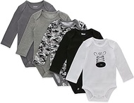 baby-girls Baby Bodysuits, Ultimate Baby Flexy Bodysuits, Infant Long Sleeve Bodysuit, 5-pack