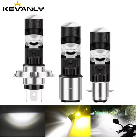 MIni Lens BA20D H6M P15D H4 LED bulb Moto headlight Headlamps Fog lamp white yellow Hi low beams 12V