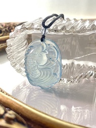 海藍寶魚牌中國結吊墜項鍊