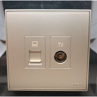 SIMON E6 CHAMPAGNE OUTLET TV CAT 6 DATA OUTLET/