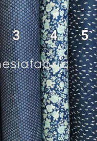1 meter Kain bahan Katun jepang tokai senko motif bunga abstrak Navy series