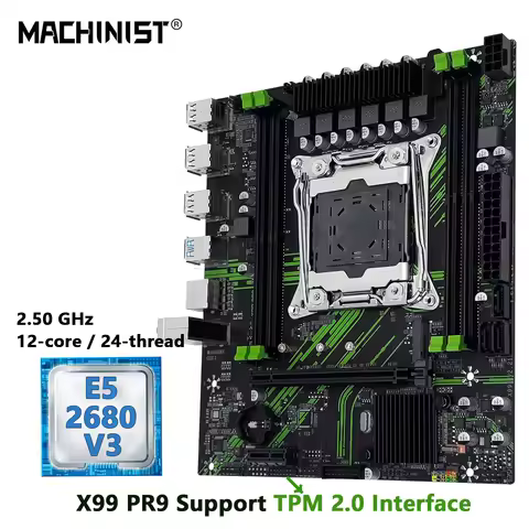 MACHINIST PR9 X99 Motherboard Combo Intel Xeon E5 2680 V3 CPU Support DDR4 RAM TPM2.0 Dual-Channel u