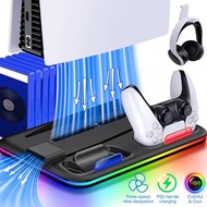 【SG Stock】PS5 Controller Charging Dock RGB Cooling Stand With Cooling Fan Controller Stand Charger Station For PS5