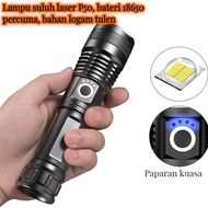 (Dihantar dari Malacca) 18650 bateri+tali tangan lampu logam murni lampu senter laser boleh dimuatka