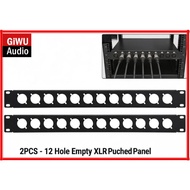 [2PCS] Giwu 12 Port XLR Punch Panel 1U Rack Mount Chassis Rail Plate for Stage Sound System