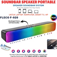 Speaker Soundbar Bluetooth Fleco F-920 RGB LED Portable Full Bass Untuk PC/Laptop/TV