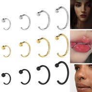 1PC 20G/18G Nose Rings Stainless Steel Nose Piercing C Shape Labret Lip Piercing 6mm/8mm/10mm/12mm S