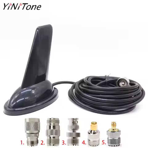 YiNiTone PL-259 to N SMA BNC Shark Fin Design VHF UHF 144/430Mhz Dual Band Antenna for QYT KT-7900D 