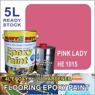 HE1015 PINK LADY ( 5L ) EPOXY FLOOR PAINT [ HEAVY DUTY ] PROTECTIVE & WATERPROOF COATING . Tiles & F