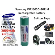 Samsung 18650 20R Battery 2000mAh 22A Button Top Positive Cap Original Rechargeable Touch Light High Drain Power