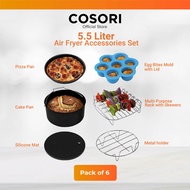 COSORI Air Fryer Accessories Set Fit 5.5L Cake Pan / Pizza Pan / Metal Holder / Multi-Purpose Rack w