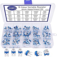 TWTADE 150Pcs 6mm Variable Resistor Potentiometer Assortment Kit 15 Values 100 ohm-2M ohm in Plastic