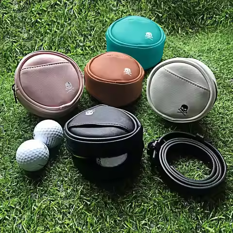 Leather Golf Waist Bag Tee Holder Protective Golf Storage Case Portable 4 Balls Capacity Golf Ball S